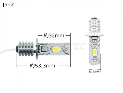 12V/24V対応  H3 LED フォグバルブ 2個セット 100W級 アルミヒートシンク