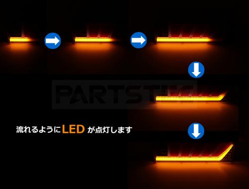 24V トラック 汎用 LEDテールランプ 左右セット ファイバー点灯 ウインカー点灯パターン 切り替え可能