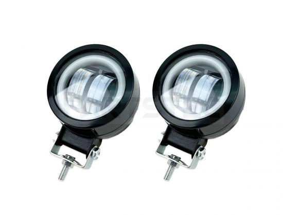 丸型 LEDワークライト 2個セット ブルーイカリング付き