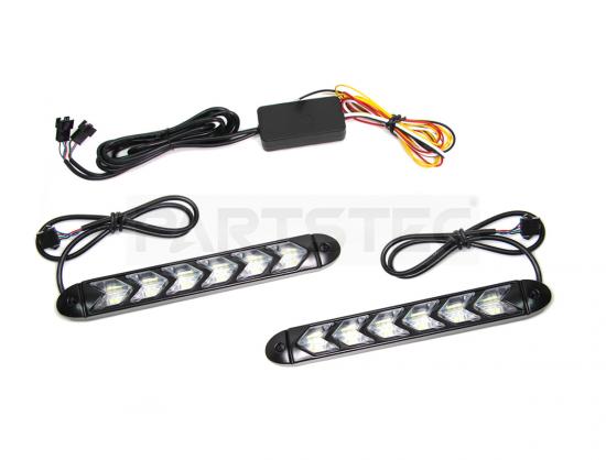 LEDデイライト シーケンシャルウインカー機能付き  ホワイト/アンバー色　レンズ投射型 6連タイプ