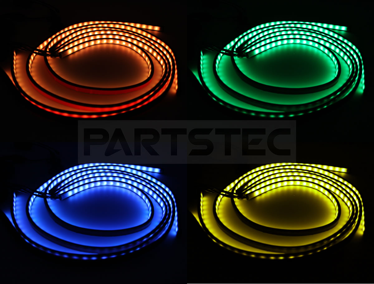 PARTSTEC パーツテック RGB全16色 LEDテープ アンダーネオンライト 90cm/120cm 4本 セット