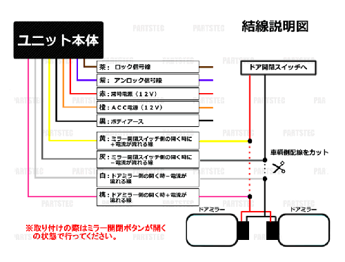 汎用タイプ　ドアミラー自動格納キット