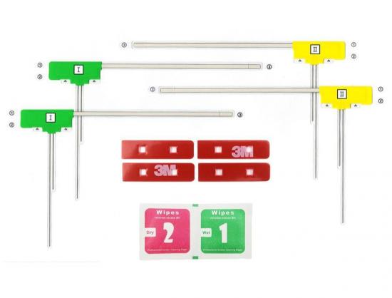 カロッツェリア ケンウッド アルパイン 地デジ フィルムアンテナ 4枚セット 両面テープ 取説 ガラスクリーナー付