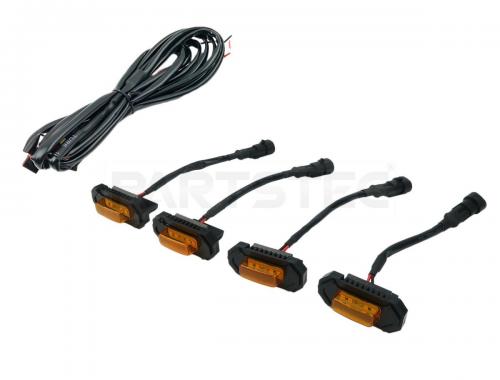12V 汎用 アンバー LED グリルマーカー 4個セット 取付ステー付