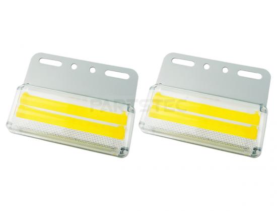 24V 汎用 角型 アンバー COB LED サイドマーカー 2個セット