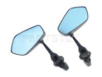 バイク汎用 ミラー 左右セット  ブルーレンズ