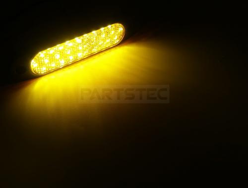 12V/24V対応 楕円形 アンバー LED リフレクター 2個セット