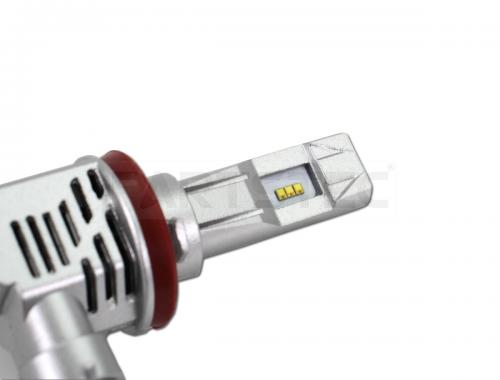 コンパクト H8/H11/H16 ホワイト LED フォグバルブ 2個セット 11000lm 冷却ファン搭載